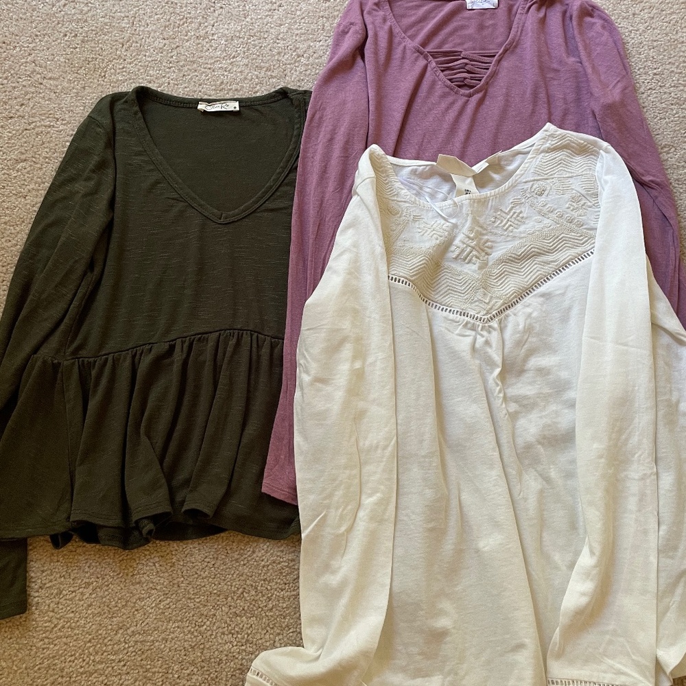 lot of 3 new light cotton shirts size s/L junior